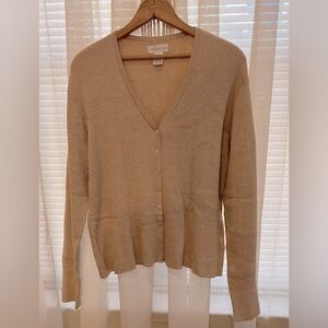 Worthington Tan and metallic/gold Button Down Cardigan Women’s Sweater Size XL